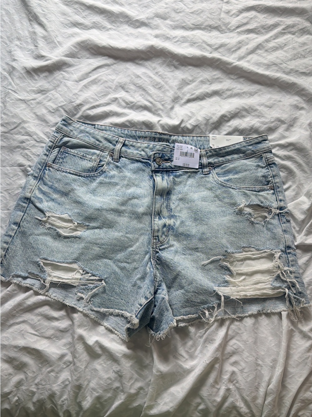 American Eagle Outfitters Light Blue Distressed Denim Shorts